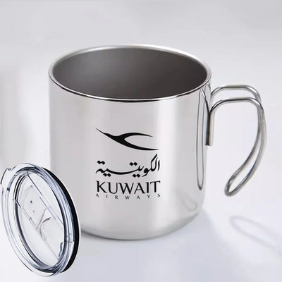 Kuwait Airways Airlines aviation design on portable mug, vacuum-insulated double-wall.