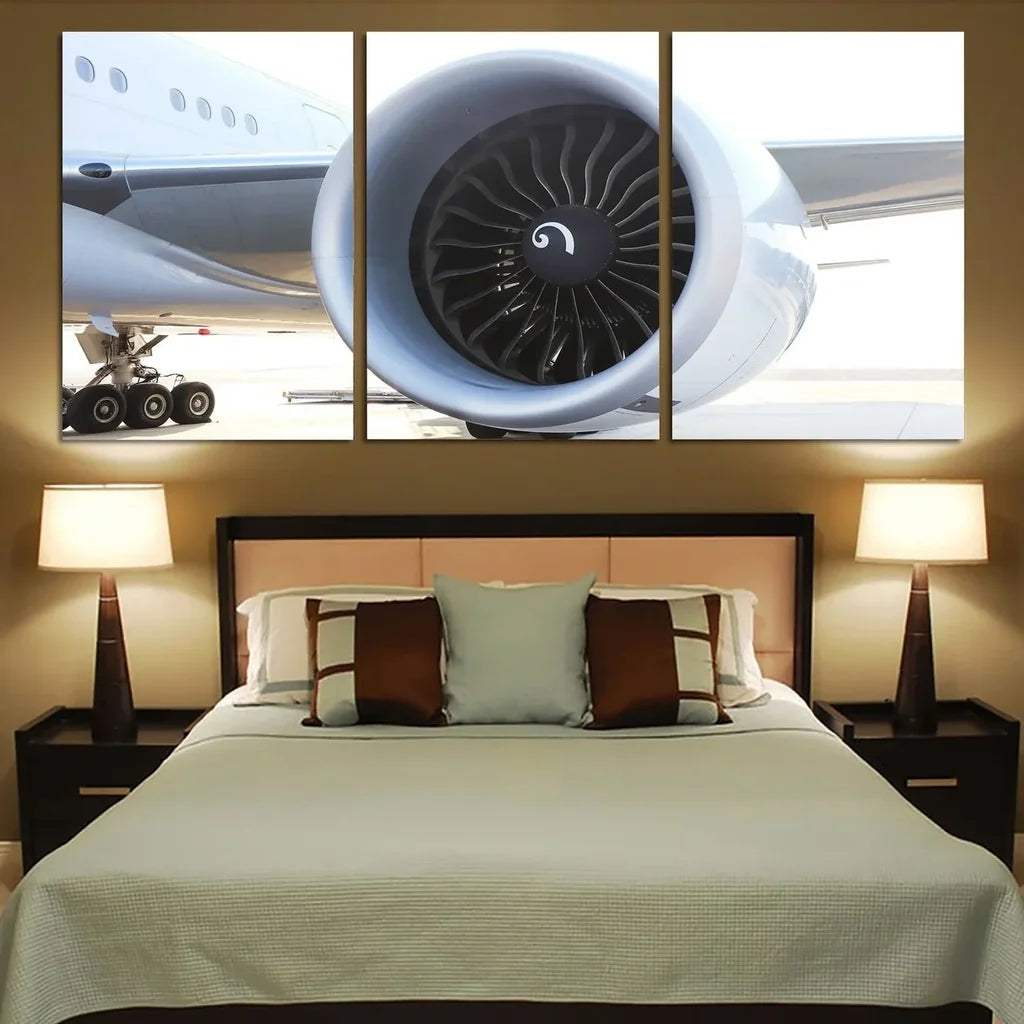 Close Up to Boeing 777 Engine canvas - 3 Pieces