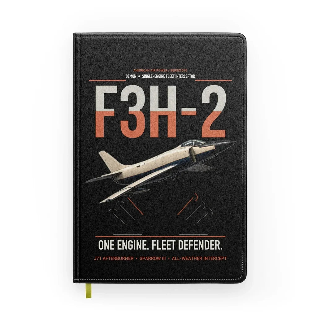 F3H-2 Demon design on black notebook