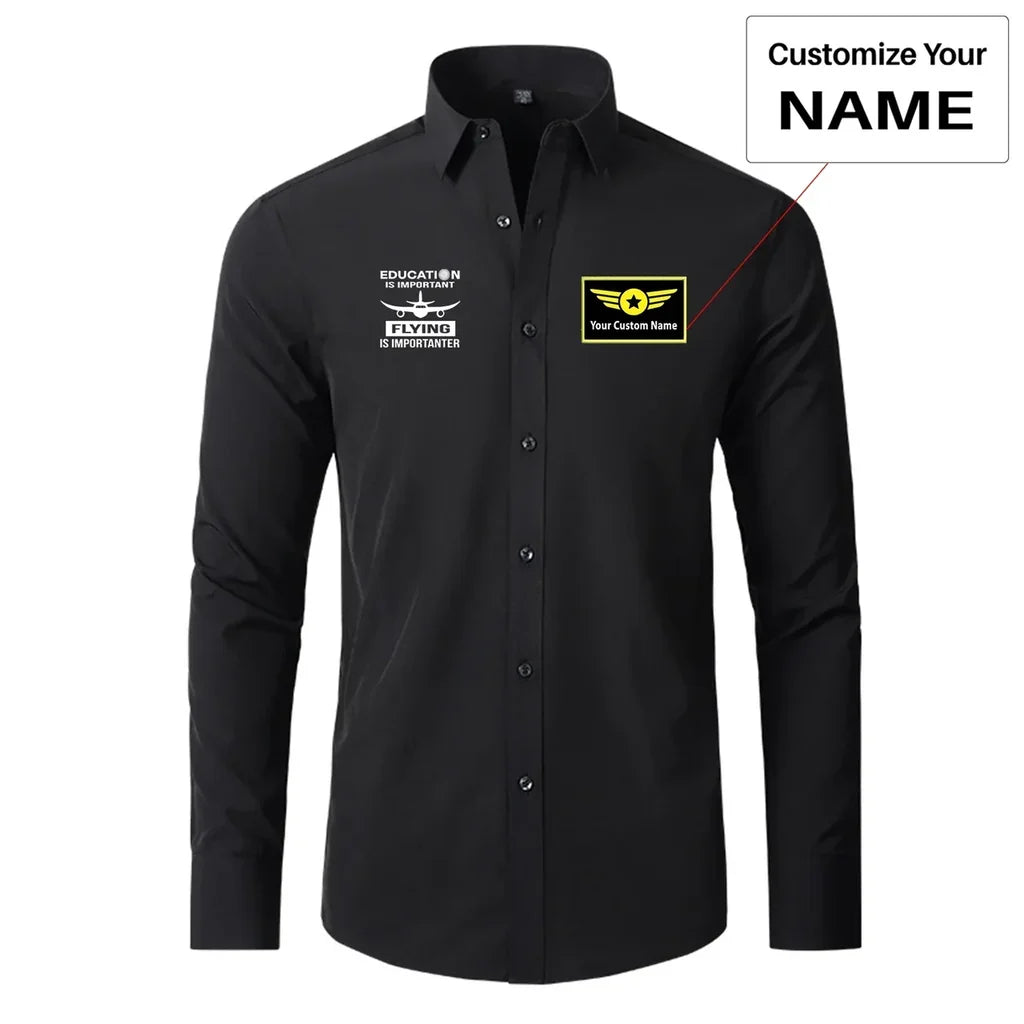 Flying is Importanter aviation design printed on soft cotton long-sleeve 2D shirt.