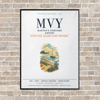 Thumbnail for Martha's Vineyard Airport MVY vertical canvas print - framed - white background