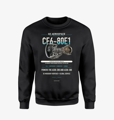 CF6-80E1 design on black sweatshirt