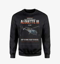 Thumbnail for Aérospatiale SA 316B Alouette III design on black sweatshirt