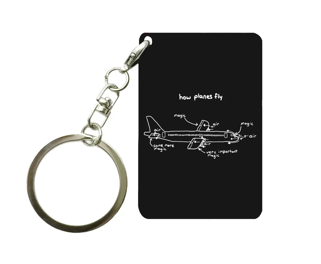 How Planes Fly aviation aviation key chain, durable metal alloy.