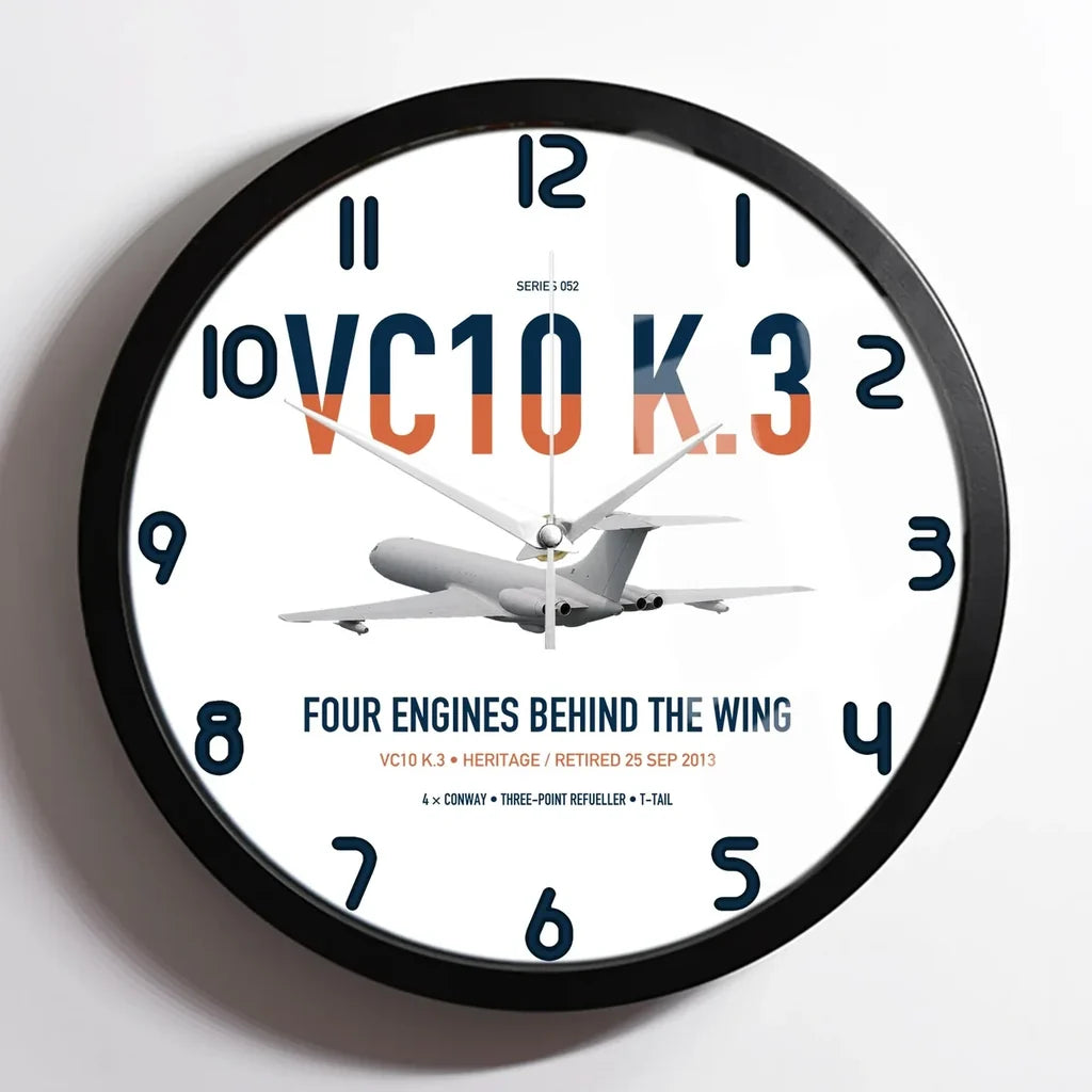 Vickers VC10 K.3 design on white framed wall clock