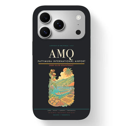 Ambon Airport (AMQ) design on black iPhone 17 Pro MagSafe case