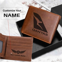 Thumbnail for Qantas Airlines Airways Airlines aviation print laser-engraved leather wallet, leather.
