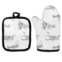 Thumbnail for Super Aircrafts Kitchen Glove & Holder aviation design on durable fabric with insulated lining kitchen glove holder.