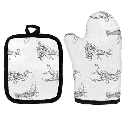 Super Aircrafts Kitchen Glove & Holder aviation design on durable fabric with insulated lining kitchen glove holder.