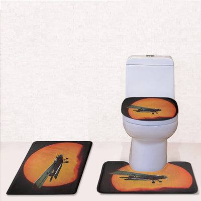 Amazing Antonov-2 With Sunset Toilet Seat Cover Three-piece aviation print on soft fabric toilet seat cover set.