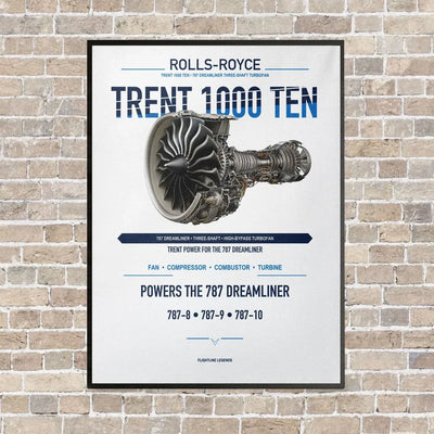 TRENT 1000 TEN vertical canvas print - framed - white background