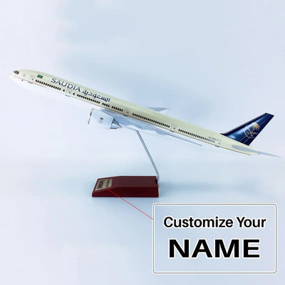 Side view of Saudi Arabian Airlines Boeing 777-300ER Airplane Model (1/157 Scale) aviation special-edition big-scale model airplane.