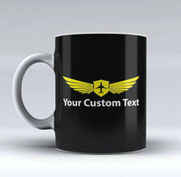 Thumbnail for Custom Name & Badge (2) aviation design on ceramic mug, premium ceramic with glazed finish.