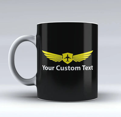 Custom Name & Badge (2) aviation design on ceramic mug, premium ceramic with glazed finish.