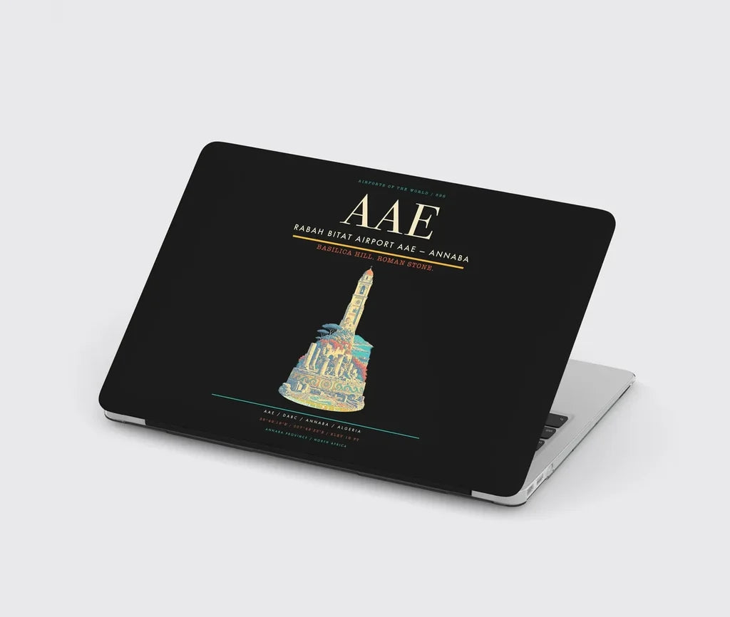Rabah Bitat Airport (AAE) design on black MacBook case
