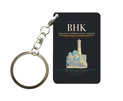 Bukhara International Airport BHK Key Chain design on black key chain