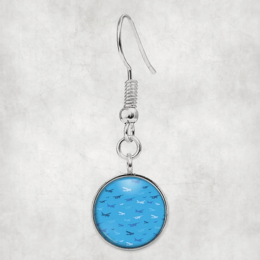 Many Propellers aviation earrings, hypoallergenic alloy body with engraved detail.