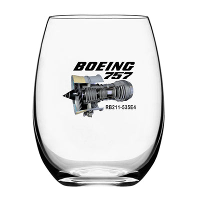 Boeing 757 & Rolls Royce Engine (RB211) Water & Drink aviation design on water glass, crystal-clear premium glassware.
