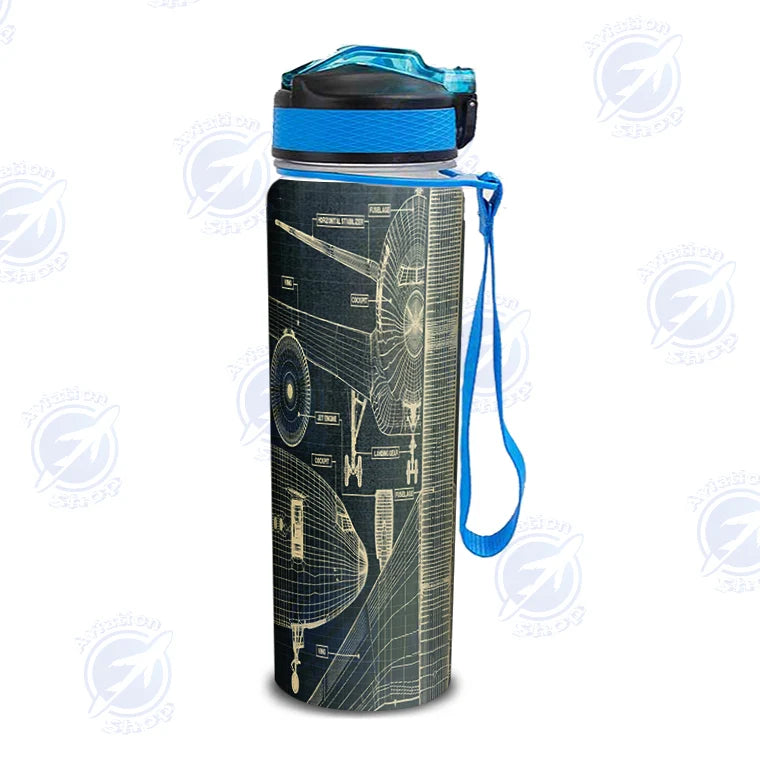 Airplanes Fuselage & Details Sports aviation design on sport kettle, insulated bottle with sport spout.