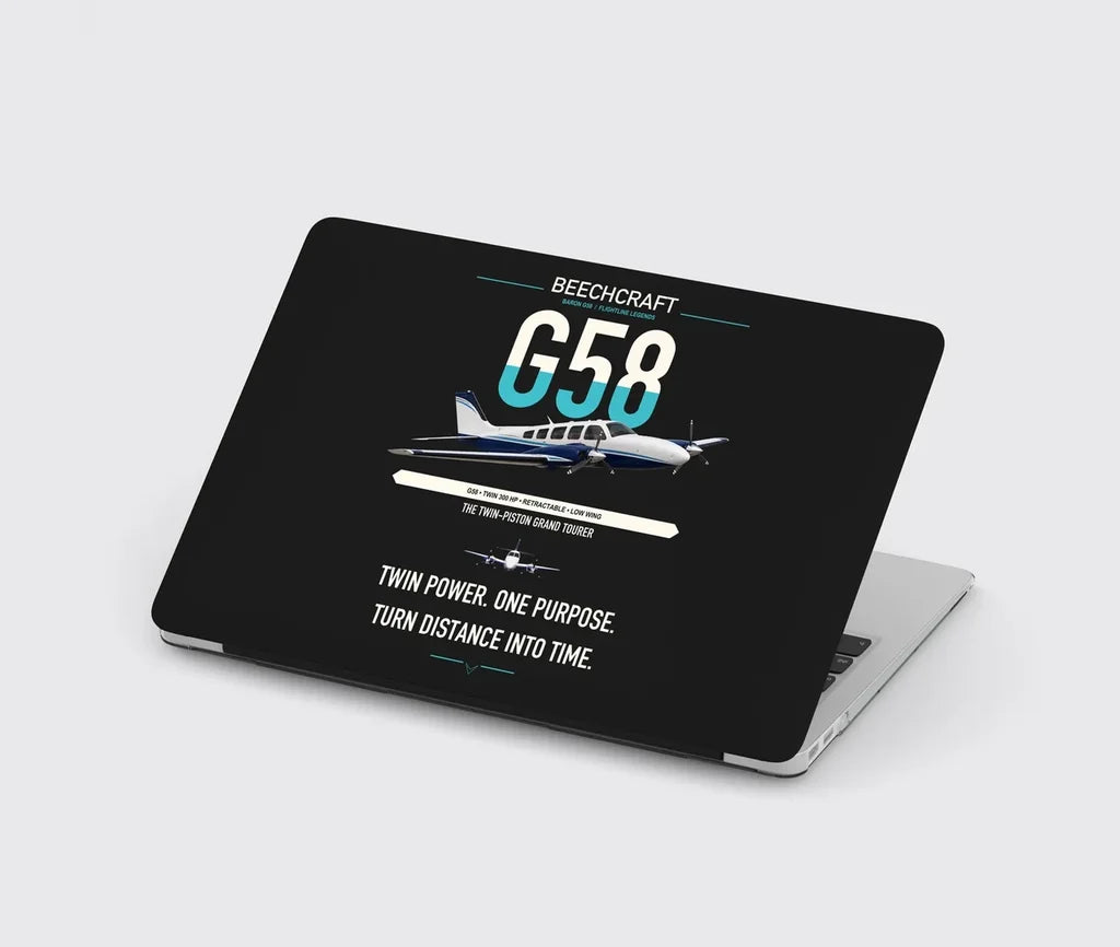Beechcraft Baron G58 design on black MacBook case