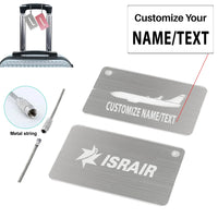 Thumbnail for Israir Airlines Aluminum Airplane Luggage tag, Silver + NAME