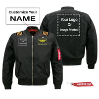 Thumbnail for Custom Name & Double LOGO & EPAULETTES aviation design printed on comfortable shell with classic fit designed jacket.