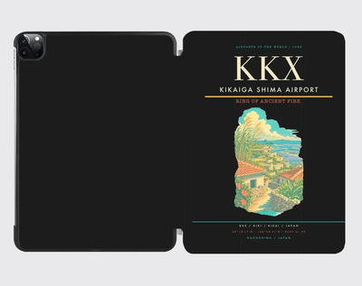 Kikaiga Shima Airport (KKX) design on black ipad tablet case