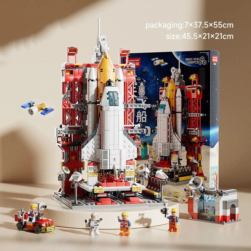 Large 1089pcs 8863 Lego-Compatible Rocket Space Shuttle Launch Center Building Blocks aviation themed Lego-style model aircra.