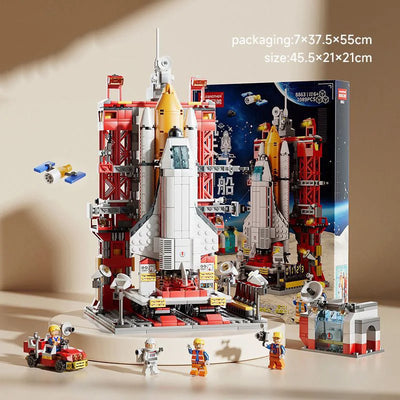Large 1089pcs 8863 Lego-Compatible Rocket Space Shuttle Launch Center Building Blocks aviation themed Lego-style model aircra.