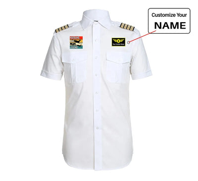 Husband & Dad & Pilot & Legend aviation design printed on crisp poplin cotton pilot uniform shirt.