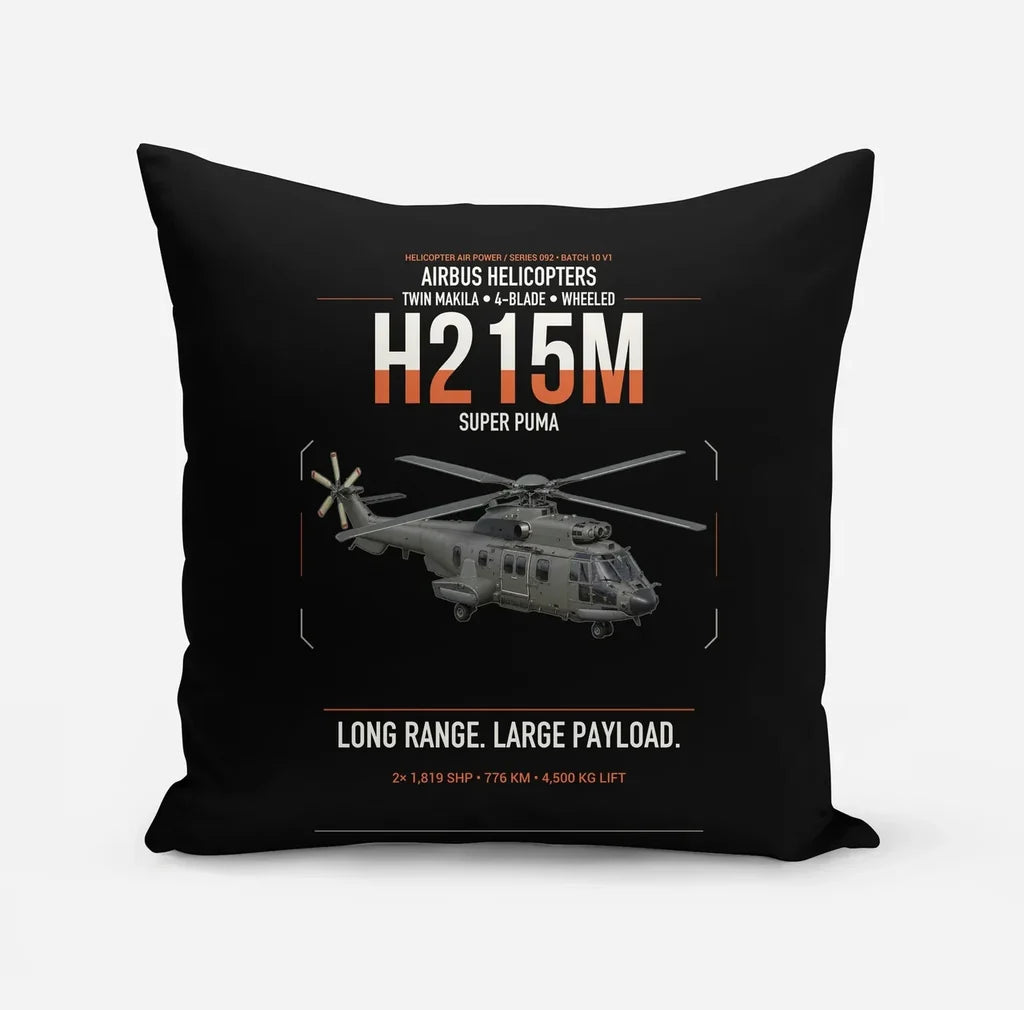 Airbus H215M design on black pillow