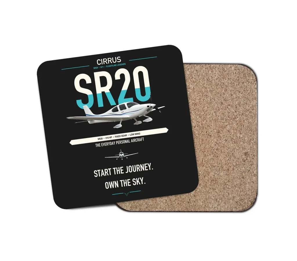 Cirrus SR20 design on black 1 piece coaster