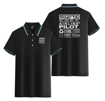 Airline Pilot Label Stylish Polo T-Shirts (Double-Side) aviation design printed on soft cotton stylish double-side polo.