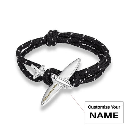 (Edition 4) - Thinner & Small Airplane Bracelets Silver (Adjustable) aviation-themed bracelet, polished metal.