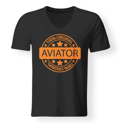 100 Original Aviato aviation design printed on soft cotton V-neck T-shirt.