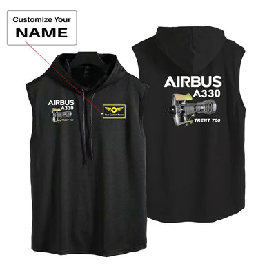 Airbus A330 & Trent 700 Engine aviation design on breathable cotton with hood hooded tank top.