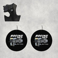 Thumbnail for Boeing 757 & Rolls Royce Engine (RB211) aviation drop earrings, wood with metal hooks body with engraved detail.