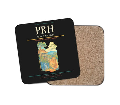 Phrae Airport (PRH) design on black 1 piece coaster