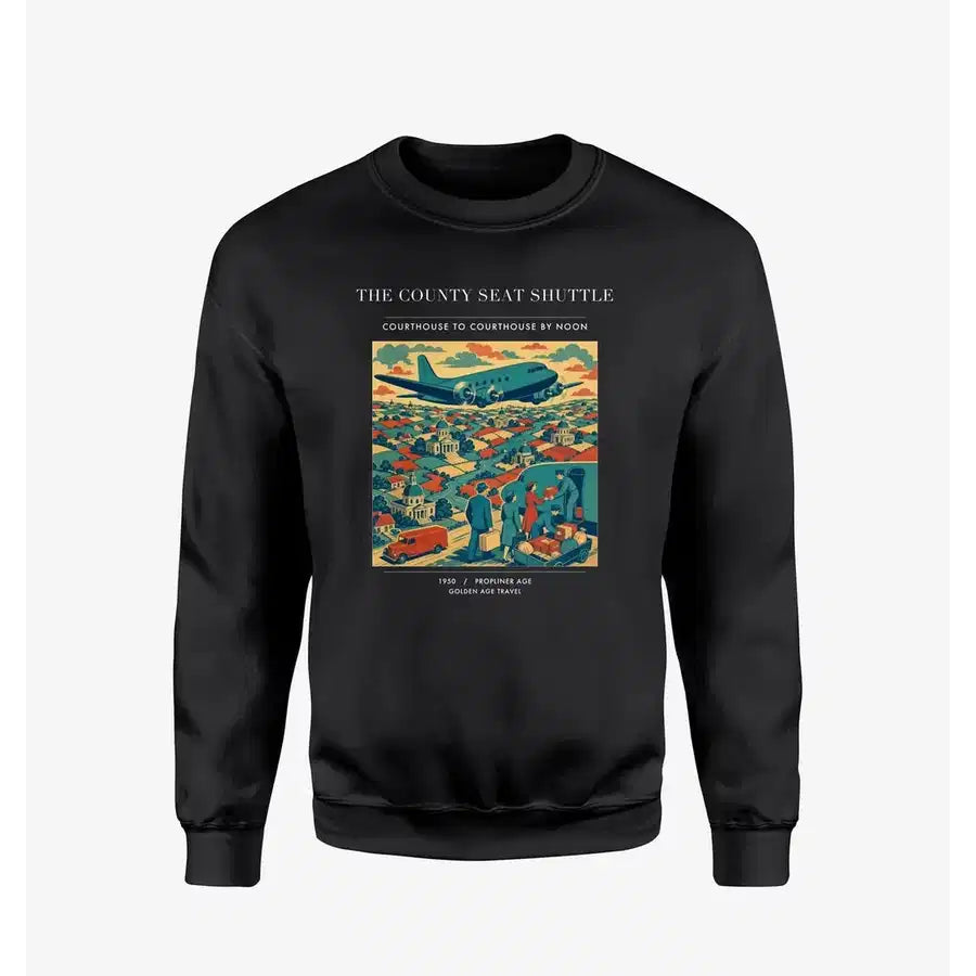 VINTAGE G4388 - The County Seat Shuttle - Designed Sweatshirts design on black