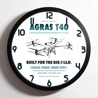DJI Agras T40 design on white framed wall clock