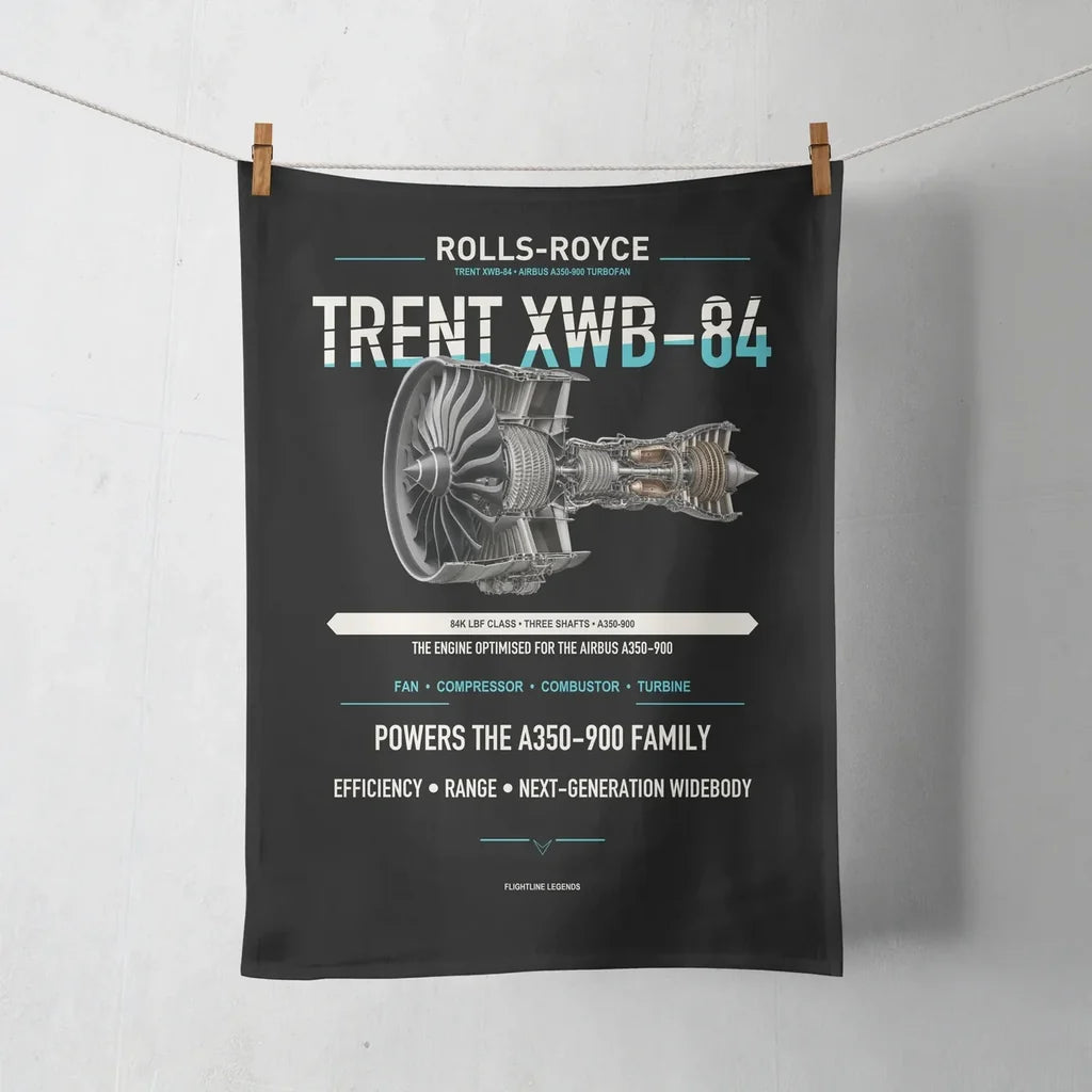 TRENT XWB-84 design on black towel