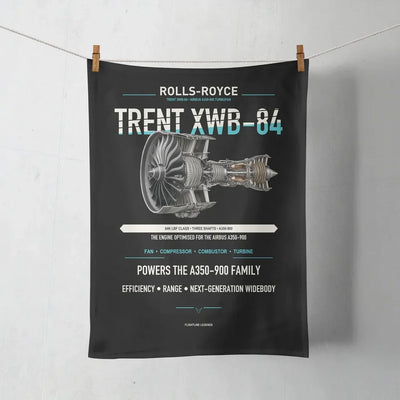 TRENT XWB-84 design on black towel