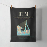 Thumbnail for Rotterdam The Hague Airport (RTM) design on black towel