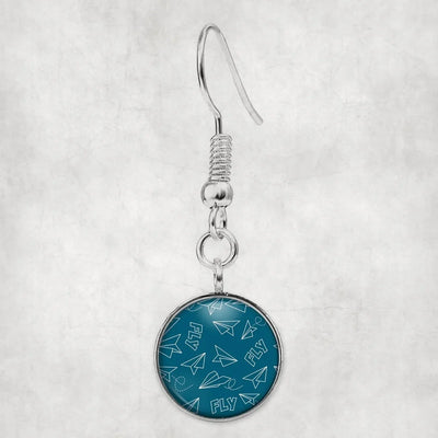 Side view of Paper Airplane & Fly Green aviation earrings in hypoallergenic alloy, polished finish.