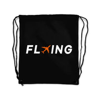 Thumbnail for Flying aviation drawstring bag in lightweight polyester.