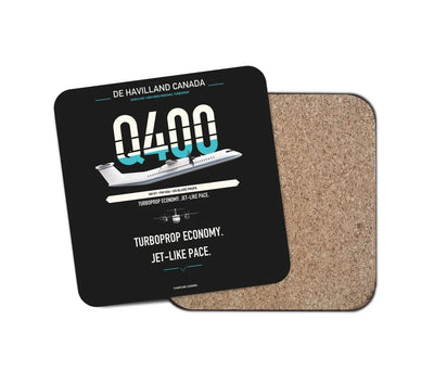 De Havilland Dash 8-400 design on black 1 piece coaster