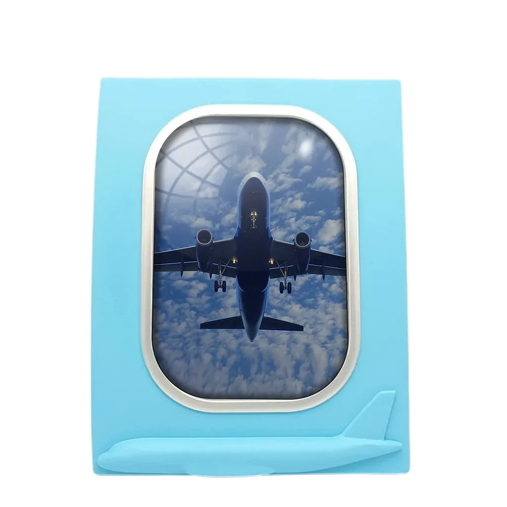 Airplane From Below aviation design on durable resin with glass face airplane window photo frame.