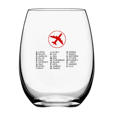 Aviation Alphabet 2 Water & Drink aviation design on water glass, crystal-clear premium glassware.