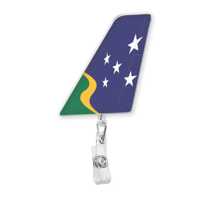 Solomon Airlines aviation design on durable plastic with metal clip tail-shape retractable ID card badge.