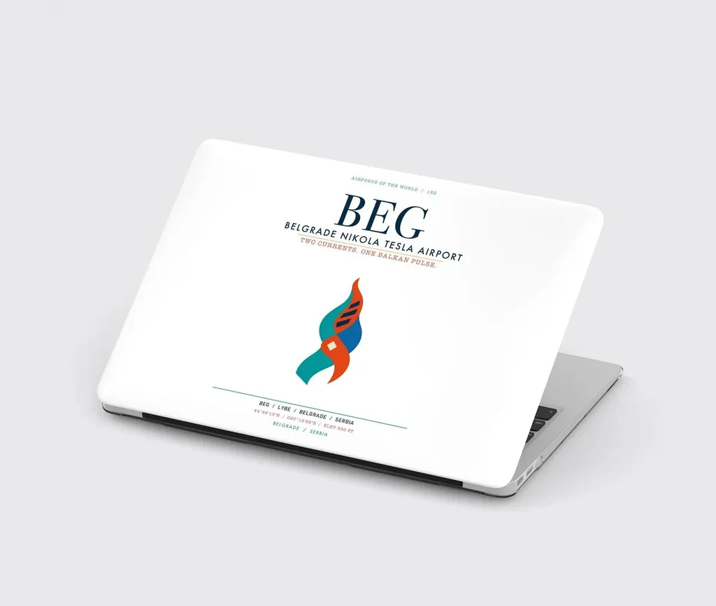 Belgrade Nikola Tesla Airport (BEG) design on white MacBook case